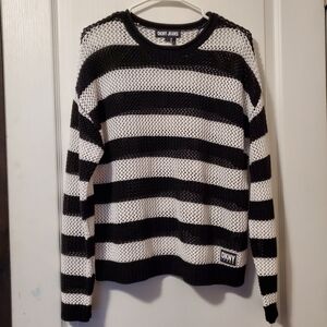 DKNY Jeans Hollow Sweater- Black and White Striped (Size M)